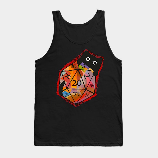 Cute cat behind colorful D20 dice Tank Top by Ravendax